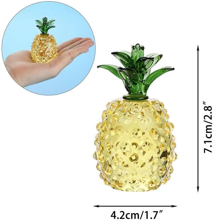 Tolida Crystal Faceted Pineapple Figurine, Cut Glass Fruit Paperweight Ornament, Transparent Yellow Glass Collectible Decoration, Cute Figurine Gift for Anniversaries, Valaintines, Birthdays (Small)