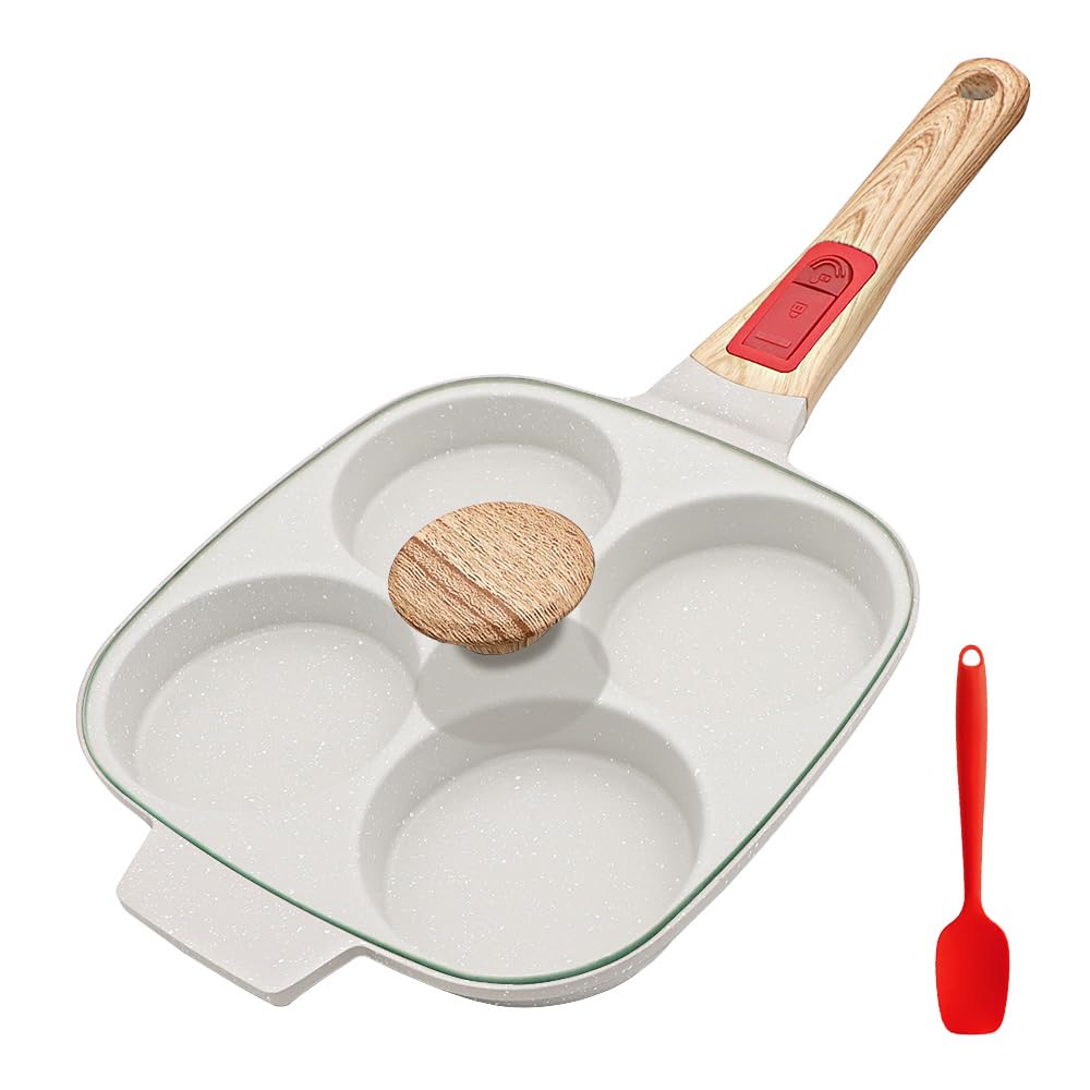 Bobikuke Fried Egg Pan 21 cm with Removable Handle White