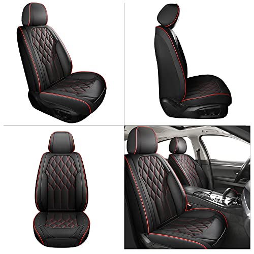 Huidasource Car Seat Covers, Leather Auto Seat Cushion Cover Universal Fit For Most Cars Sedan Suv Pickup Truck, Fit For Honda Civic Nissan Compass Sentra Focus Explorer(Full Set/Black&Red) #TOP7