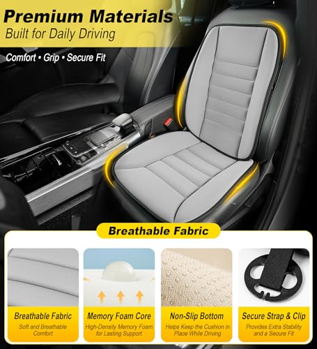 Image of kingphenix 5-Piece Car Seat Cushion Set with Back Support | Full Back Support Pillow and Seat Cushion for Long Driving, Road Trips, Truck, Van, SUV, Gray
