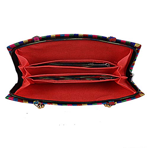Image of Craft Trade Clutch Bags for Women Rajasthani Jaipuri Embroidered Mirror Work Ethnic Hand Bags and Clutches for Ladies Purse for Girls - 13x25 Cms