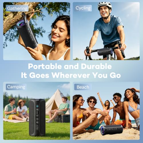 Image of Ortizan Portable Bluetooth Speaker Wireless (2nd Gen), 40W Loud Sound and Deep Bass, 30 Hours Playtime, IPX7 Waterproof, TWS for 2 Speakers Pairing for Shower, Outdoor, Electronics Gift (Black)