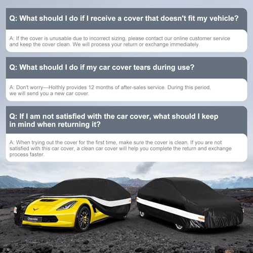 Image of 10 Layers Car Cover Custom Fit for Chevrolet Corvette (1980-2019) C3,C4,C5,C6,C7, Waterproof All Weather for Automobiles, Outdoor Full Cover Sun Dust Rain Protection with Cotton. Black