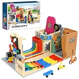 City Skate Park Baukasten Stunt-Park Bauspielzeug mit 4 Mini-Dolls, Skateboard, Roller Enthalten und Bike Ostergeschenke Mädchen Jungen 6-12 Jahre Kinder 575 Teile