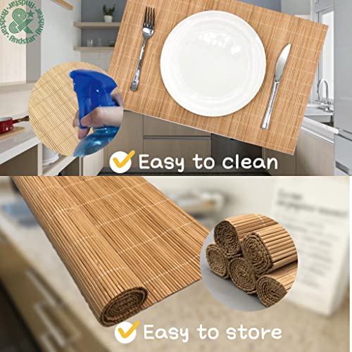 ANDSTAR-Set-of-8-Pcs-Bamboo-Placemats-Sushi-Rolling-Mat-Japanese-Style-Natural-Anti-Slip-Washable-Heat-Resistant-Table-Mats-for-Dining-Room-and-KitchenBrown ANDSTAR Set of 8 Pcs Bamboo Placemats Sushi Rolling Mat Japanese Style Natural Anti Slip Washable Heat Resistant Table Mats for Dining Room and KitchenBrown