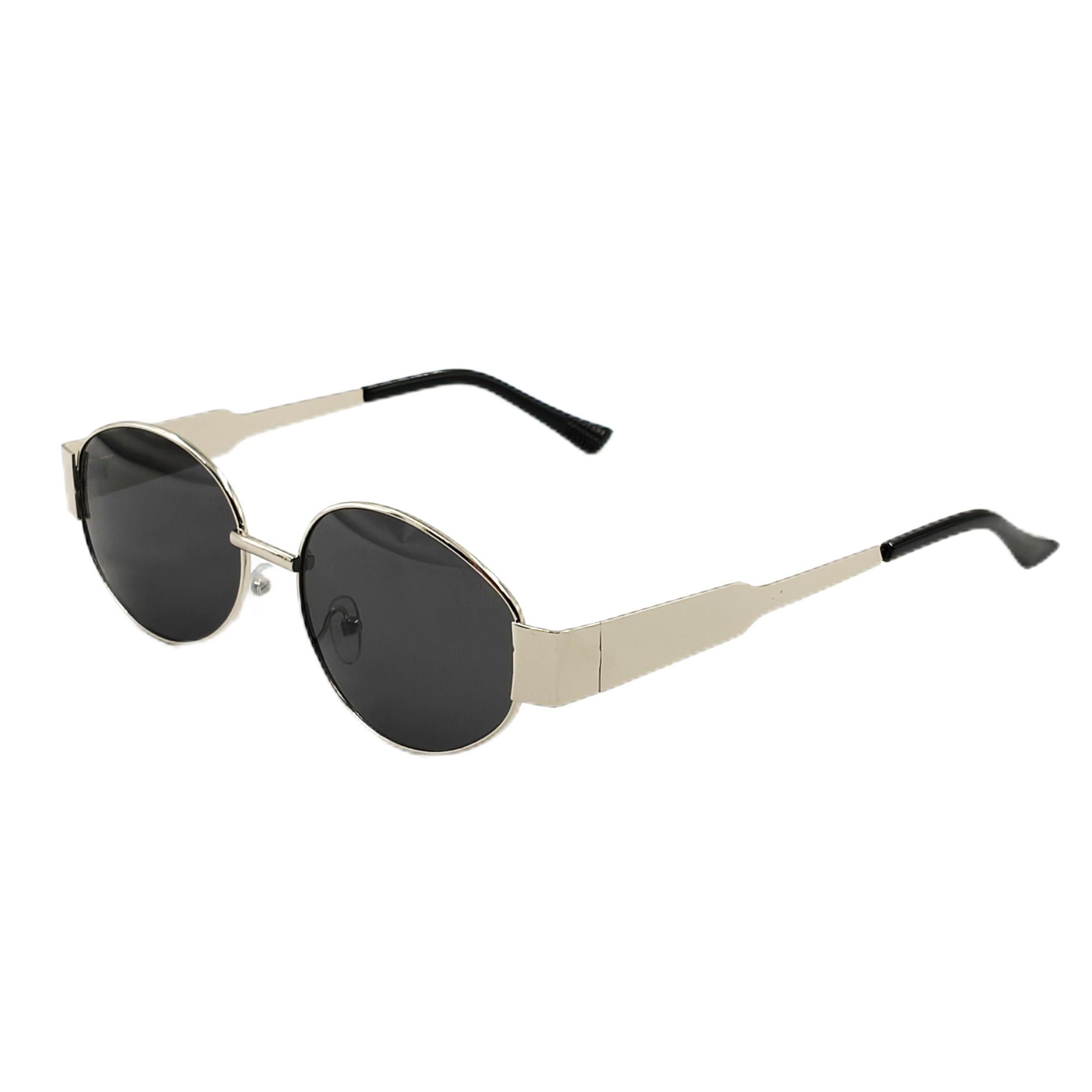 Cronus Oval Shape Metal Retro Silver UV Block Sunglasses, Unisex, Non-Polarised, Casual Fashion-image-45