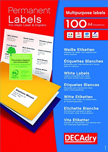 Etiquettes multi-usage 210 x 297 mm Apli DECAdry à forte adhérence sur tout support