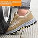 Lzyjckh Safety Trainers Carbon Steel Toe Cap Mens Comfortable Fashion Work Safety Shoes Construction Sneakers Trekking Hiking Outdoor Shoe for Industrial Construction,Khaki,Foot Length 26.5cm