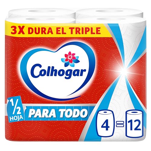 Papel Cocina Triple COLHOGAR Paratodo con Media hoja, paquete 4=12 rollos