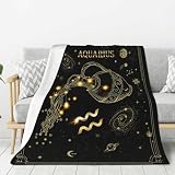 Aquarius Zodiac Gifts for Women Moon Constellation Throw Blanket Astrology Decor Witchy Aquarius Birthday Gifts Gothic Soft Blanket 60"X50"
