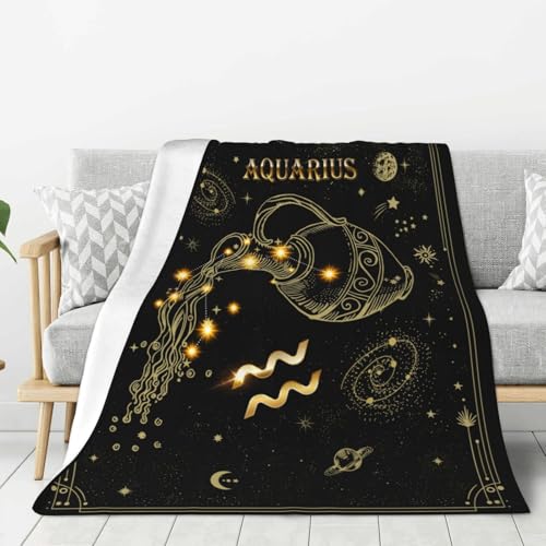 Aquarius Zodiac Gifts for Women Moon Constellation Throw Blanket Astrology Decor Witchy Aquarius Birthday Gifts Gothic Soft Blanket 60"X50"