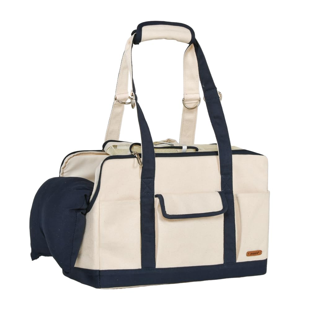 Sac de transport pour petits chiens bleu marine Puppia pour voyager serein