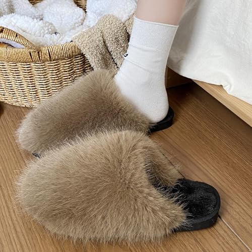 Indoors Fuzzy Slipper for Women Lightweight Casual Terry Cloth Slide Winter Fall Keep Warm Sandal Anti-slip Shoes2