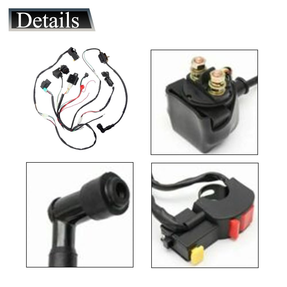 Cablaggio elettrico completo Sistema di accensione CDI per 50cc, 70cc, 90cc, 110cc, 125cc Quad Bike, Pit Bike, Dune Buggy, Kit di sostituzione