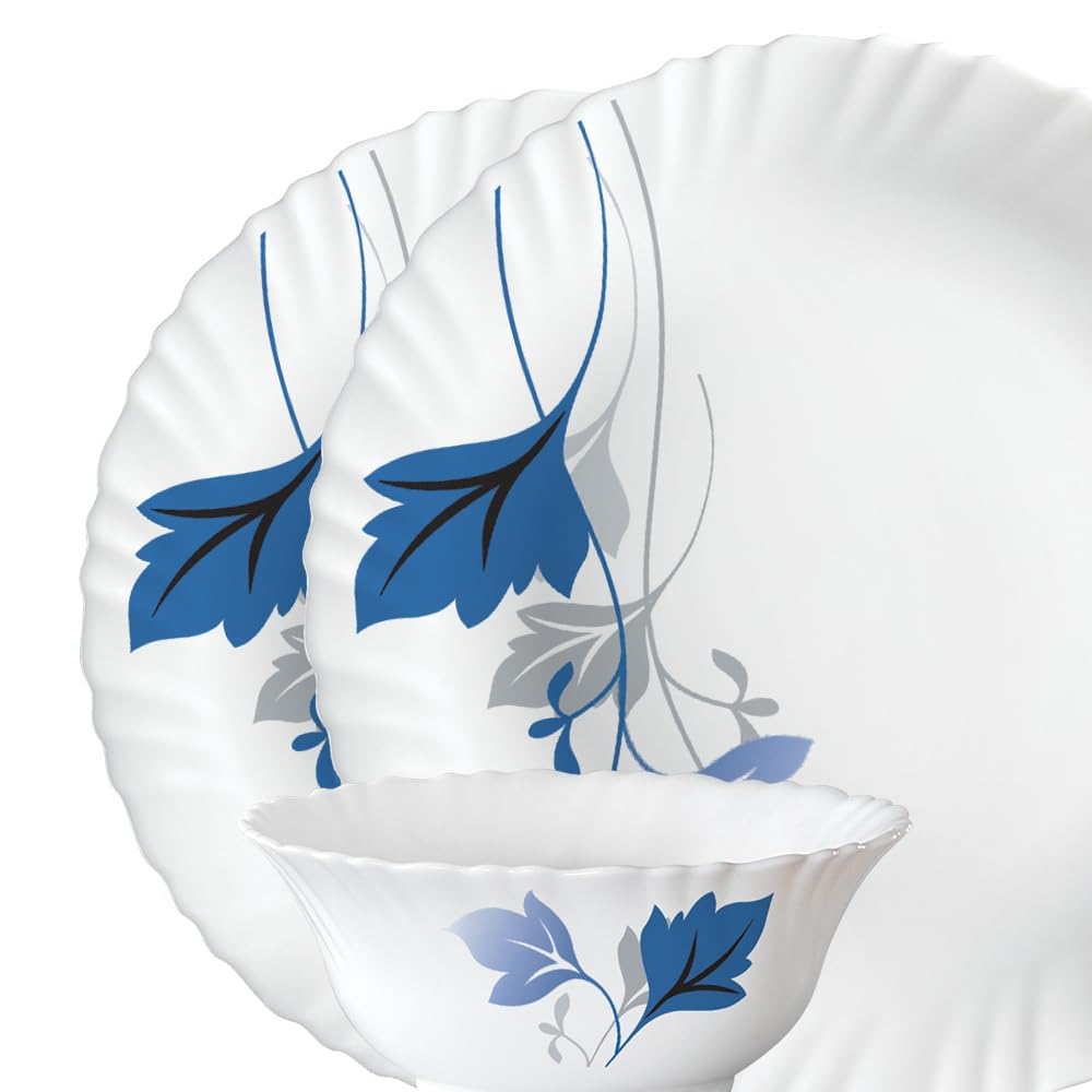 Larah by Borosil Fluted Series Ageria Opalware Dinner Set | 13 Piece for Family of 4 | Microwave & Dishwasher Safe | Bone-Ash Free | Crockery Set for Dining & Gifting | Plates & Bowls | White - Image 3 thumbnail