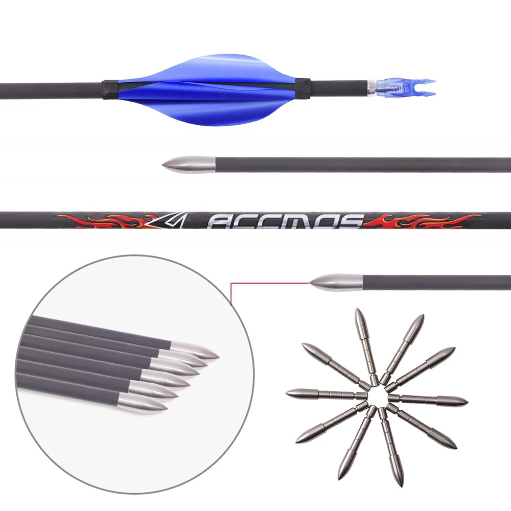 PHIILOCS 12 Stück Bogenschießpfeile, ID 4,2 mm Spine 300 350 400 500 600 700 800 900 1000 1100 1300 1500 1800 Blau Spiralfeder Pfeil für Recurvebogen Compoundbogen