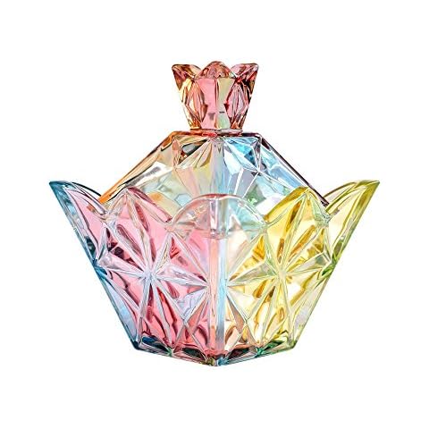 SOCOSY Royal Crown-Shaped Clear Glass Apothecary Jar Candy Jar Wedding Gift(7oz/17oz) Cover