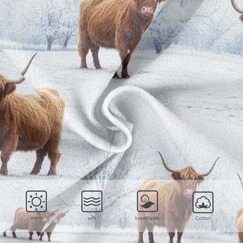 Winter Highland Cows Snow Panties Little Girl Toddler Underwear Floral Cotton Animals Briefs Girls Undies 2t3