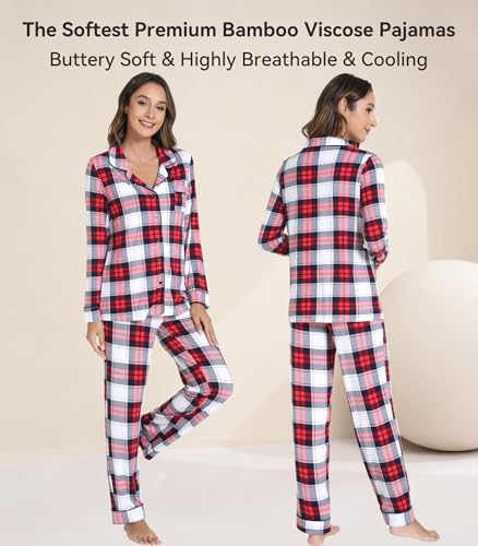 Image of WiWi Viscose from Bamboo Women's Pajamas Set Super Soft Button Down Top and Pants Sleepwear Cooling Pjs S-3X
