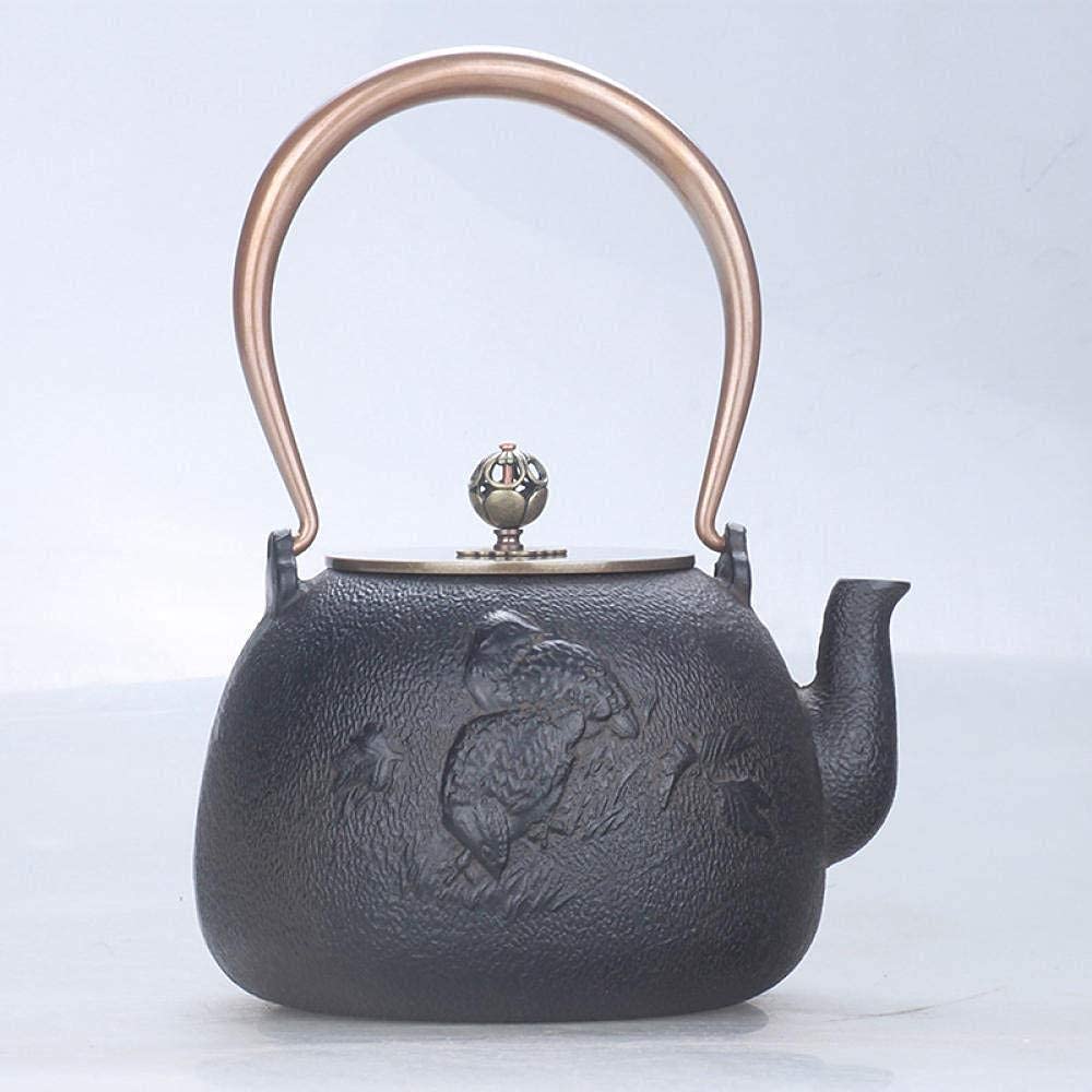 Tetera Tetera De Hierro Fundido De 1300ML, Tetera De Hierro Fundido, Tetera Gruesa, Cubierta De Tetera De Cobre Tetera Hierro Fundido