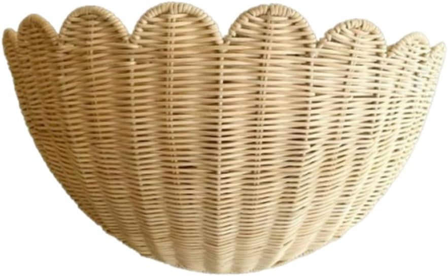 PRETYZOOM Wall Basket: Boho Wall Hanging Storage Holder - Handwoven Rattan Organizer For Kitchen Bathroom Entryway - Decorative Rattan Basket For Home