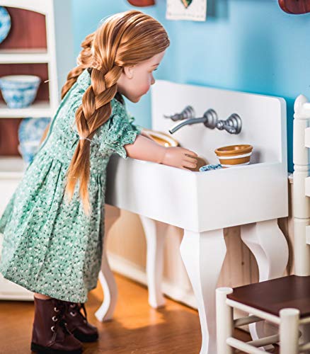 The Queen's Treasures 18 Inch Doll Furniture, Farmhouse Sink for Doll Kitchens Featuring Moving Knobs, Compatible with American Girl Kitchen Furniture
