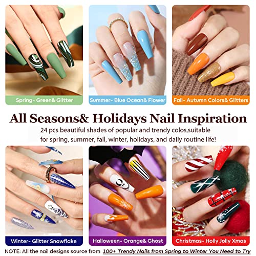 Modelones Acrylic Powder, Christmas 24 Pcs Color Acrylic Powder For Nails Fall Red Orange Glitter Acrylic Nail Powder Acrylic Powder For Nail Art Nail Extension French Nail, Gift For Women #TOP1