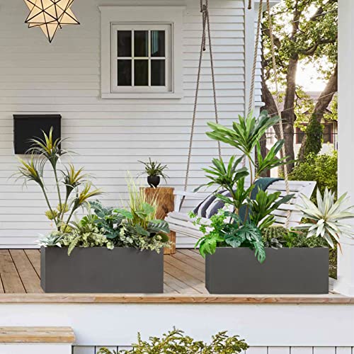 Wallowa Metallic Heavy Long And Large Outdoor/Indoor Planter Box, 38”Lx15”Wx15”H, 40Pounds, Gray #TOP4