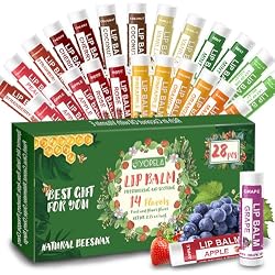 Yopela 28 Pack Natural Lip Balm Bulk with Vitamin E and Coconut Oil - Moisturizing, Soothing, and Repairing Dry and Chapped Lips Valentine's Gift - 14 Flavors - Non-GMO