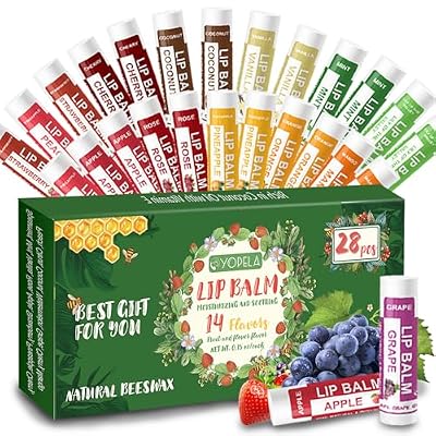 Yopela Lip Balm 28 pack and 10 Pcs Natural chap sticks for Men Women Kids