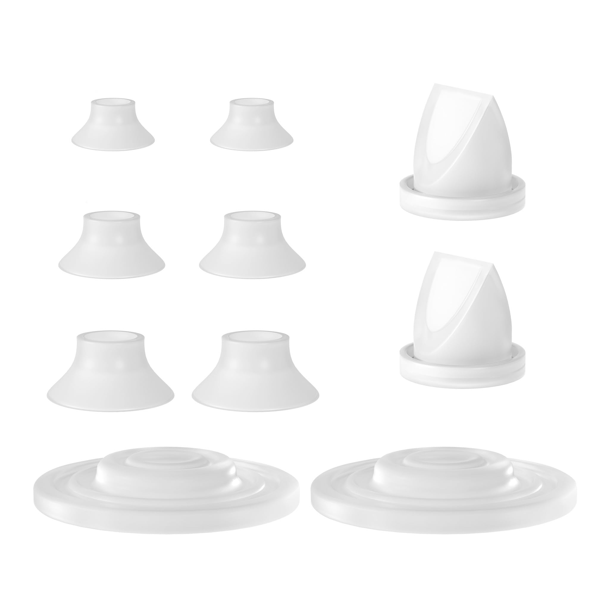 X-Bosak Replacement Pump Parts Compatible with Origin Pump,12 Flange Inserts (17mm,19mm,21mm),4 Silicone Diaphragm, 10 Duckbill Valve,Original Accessories