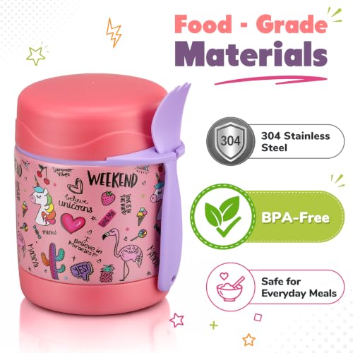 Image of 10oz Soup Thermo for Hot Food Kids,Lunch Thermo Kids Food Jar with Spoon