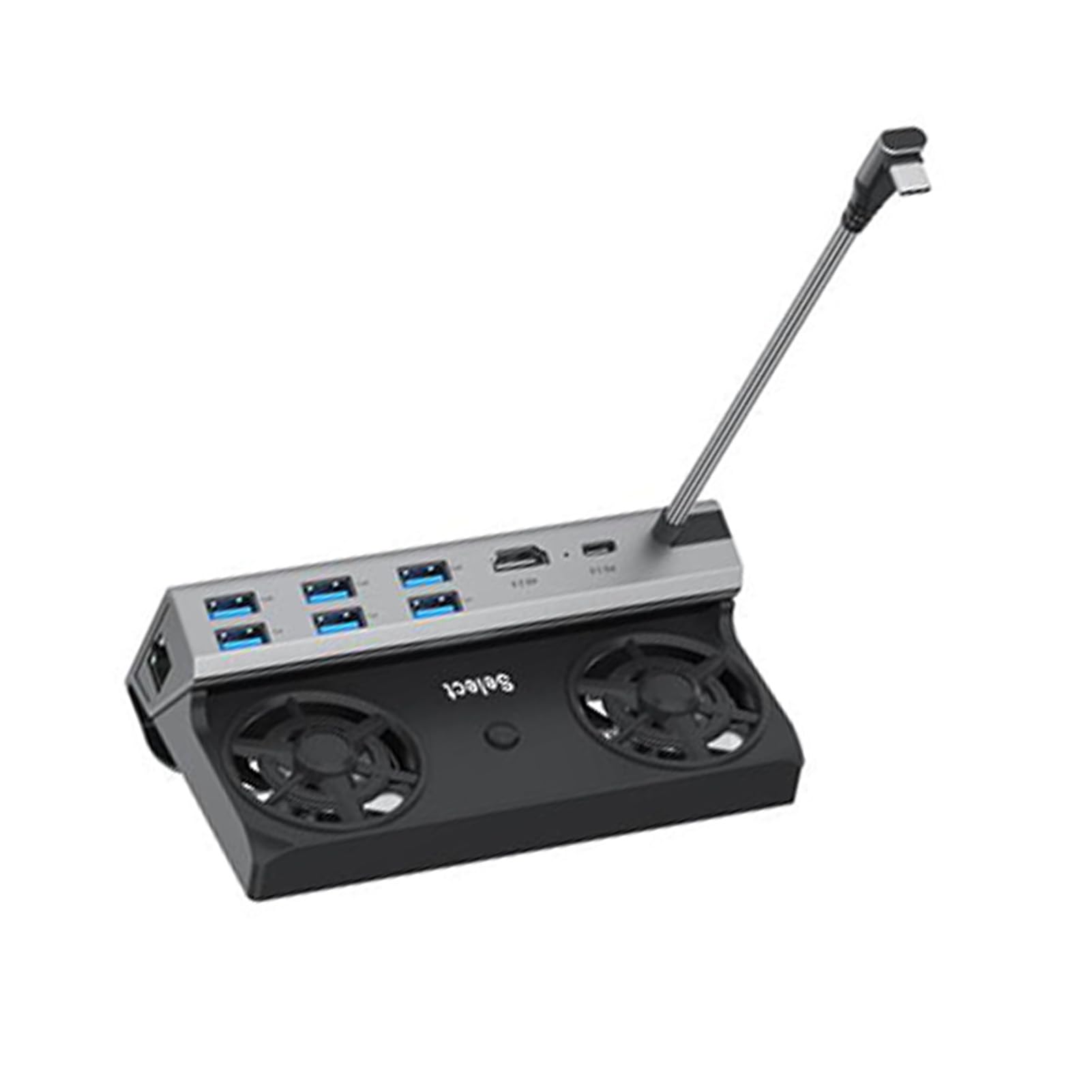 Ausla Stacja Dokująca Typu C Przenośny Koncentrator USB C z Podwójnym Wentylatorem Hub do Gier Stacja Dokująca 9 W 1 4K 60 Hz 100 W PD RJ45 USB do Konsoli Gier Konfiguracja Biurka Podróżnego