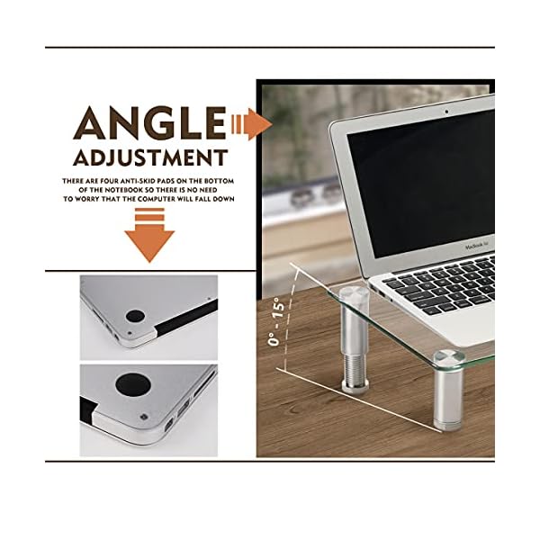 Monitorerhöhung mit höhenverstellbarem Multi-Media-Desktop-Ständer für Flachbildschirm, LCD-, LED-TV, Laptop/Notebook… – Bild 5
