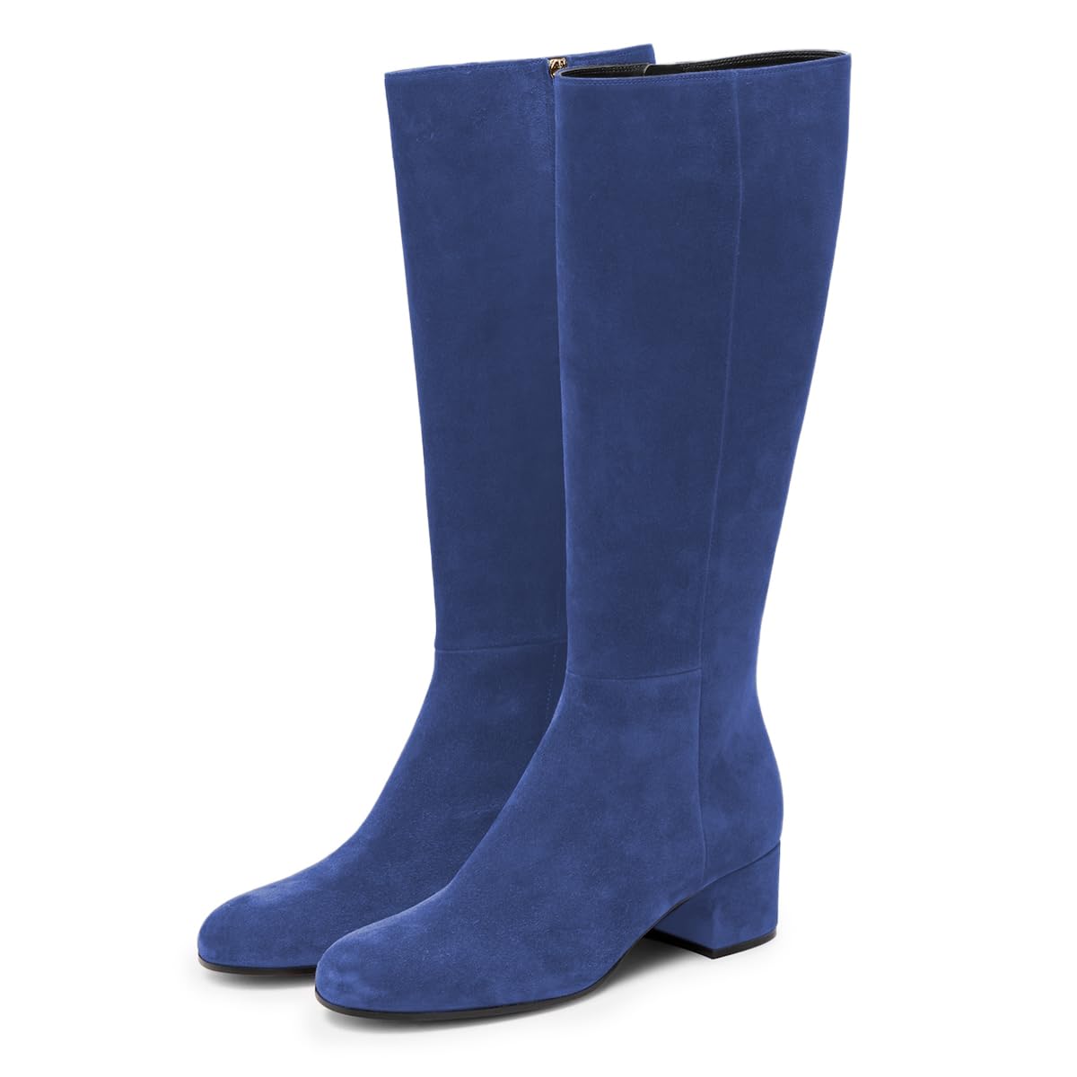 Zszszsu Womens Round Toe Knee High Boots with Block Low Heel Side Zipper Comfy Versatile Tall Winter Boots