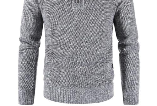 Men's Knit Pullover with a Half-Zip Stand Collar, Casual Solid Color Sweater2