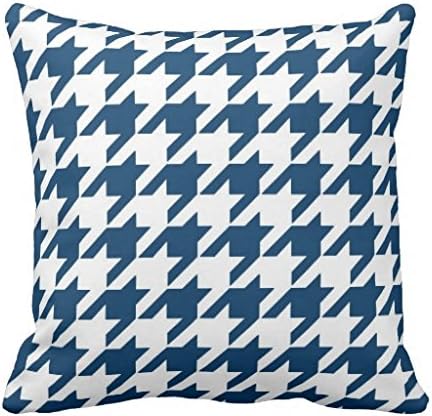 Classic Houndstooth Pattern in Navy Blue and White pillow case cover 18*18