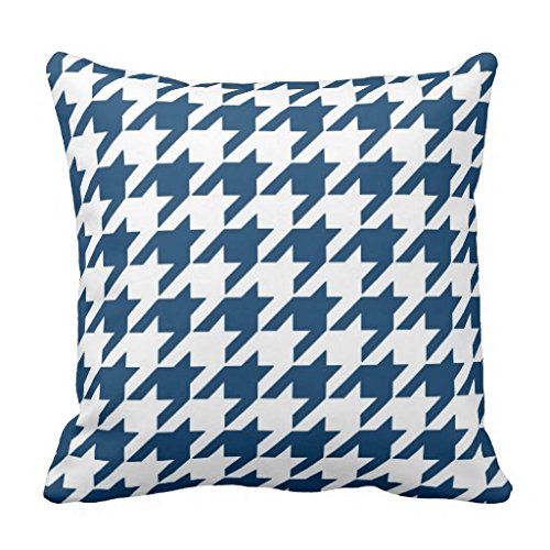 Classic Houndstooth Pattern in Navy Blue and White pillow case cover 18*18