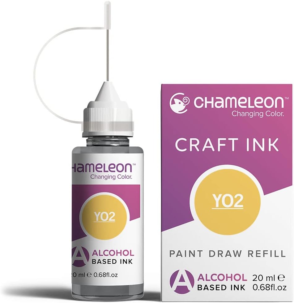 Chameleon Art Products, Ink Refill, Mellow Yellow YO2, Complete Refill Kit - 25 ML