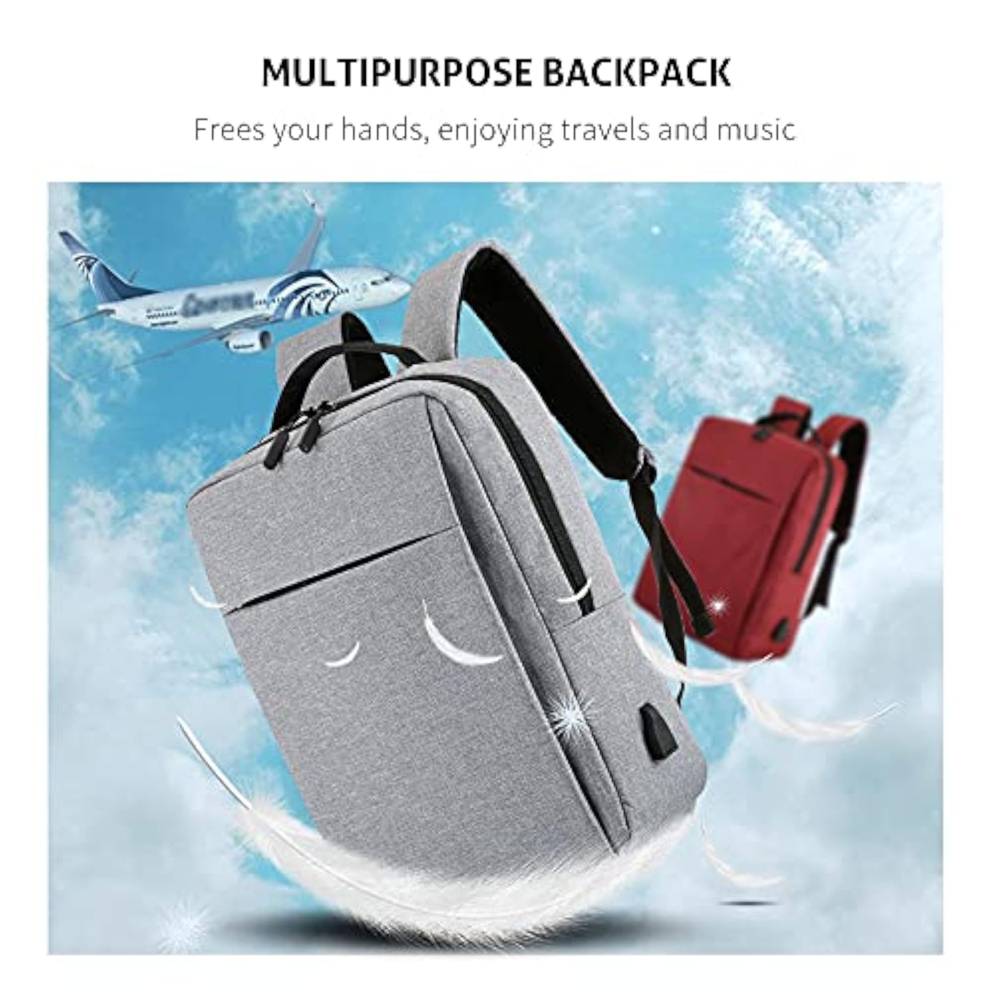 Travel Laptop Backpack with USB Charging Port, Large Capacity