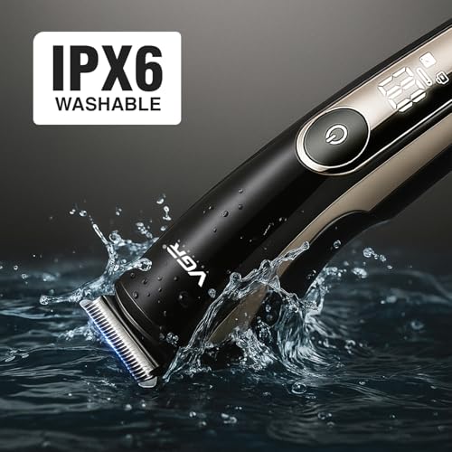 Image of VGR V-107 Professional 11-in-1 Grooming Kit I IPX6 Waterproof I Stainless Steel Precision Blades I Beard, Hair & Body Styling I LED Display I Cordless Use I 150 Mins Runtime I USB Rechargeable, Black
