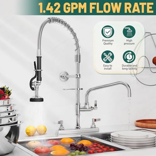 Robinet de pré-rinçage commercial en laiton durable avec double piédestal extractible