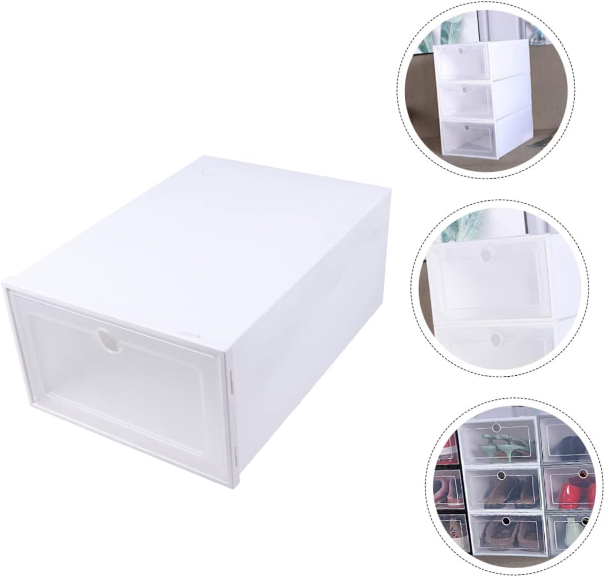 Healifty 6pcs Stackable Transparent Shoe Storage Boxes Dustproof Plastic Organizer with Window Thickened Material for Closet Entryway Under Bed and Cabinet Shoe Container