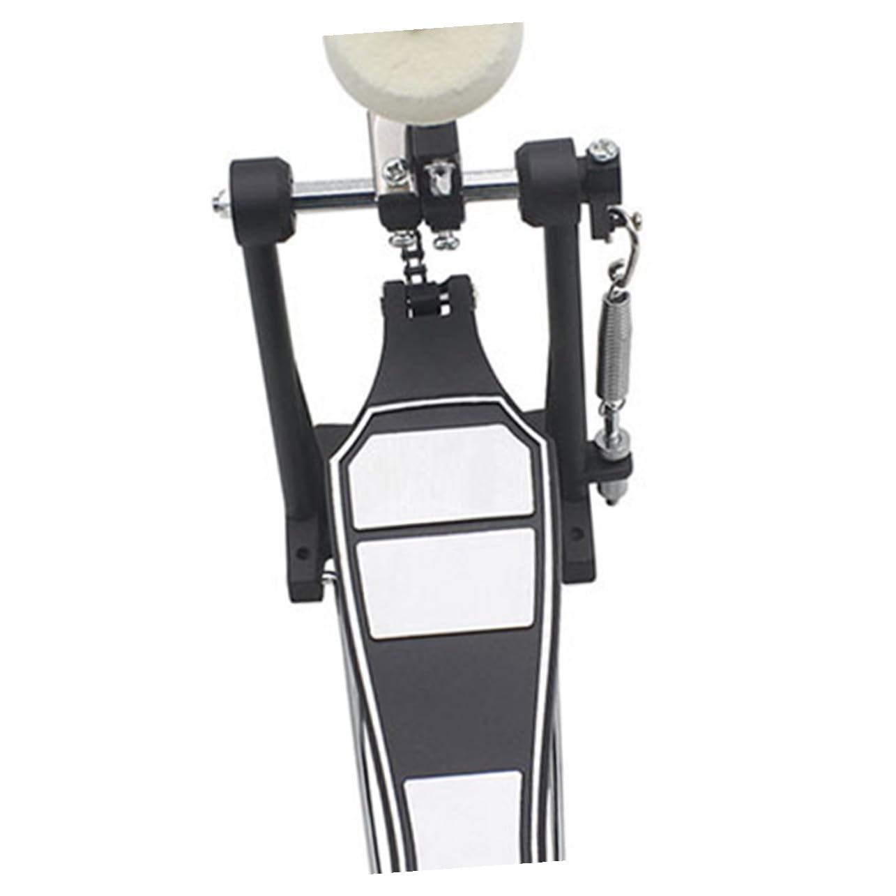 Pedale Singolo Nero per Grancassa Accessorio per Batteria | Lega Zinco Alluminio e Feltro, Struttura Robusta senza Bave, Design Classico