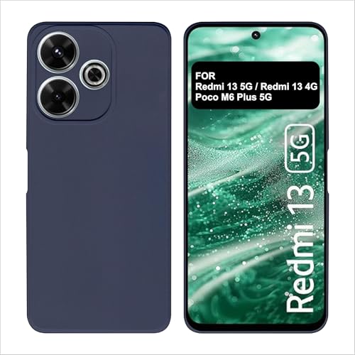 Image of SBMS Silicone Back Cover Case for Redmi 13 5G / Poco M6 Plus 5G / Redmi 13 4G | Soft Micro-Fibre Lining Inside | Camera Protection Bump | Shockproof Back Cover Case for Redmi 13 5G (Blue)