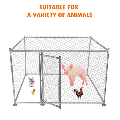 Lonabr Outdoor Dog Kennel, Heavy Duty Galvanized Mesh Steel Fence Dog Playpen, Puppy Exercise Pen Dog Run Cage W/Secure Lock For Medium, Large Dogs (6.5X6.5X4 Ft) #TOP4