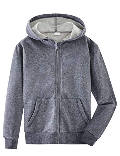 Image of Spring&Gege Boys Zip up Hoodie Soft Solid Classic Full Zip Hooded Sweatshirts for Kids (3-14 Years)