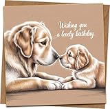 Adorabile biglietto di compleanno per cuccioli di Golden Retriever – Biglietto di auguri quadrato da 145 mm x 145 mm con copertina 