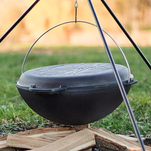 Uzbek-Kazan-Cast-Iron-125-Quarts-12-L-Cast-Iron-Dutch-Oven-Cast-Iron-Cookware-Set-Premium-Camping-Cookware-Dutch-Oven-Pot-with-Frying-Pan-Lid