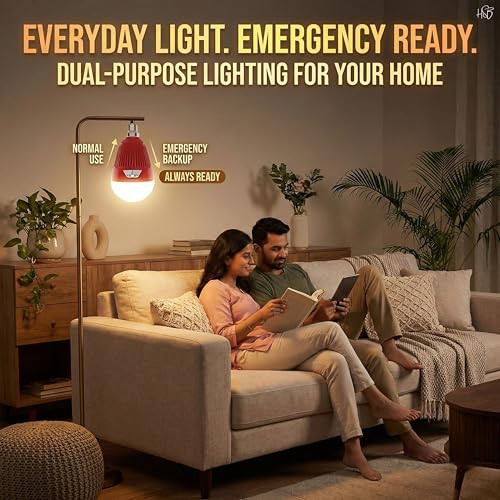 Image of Drumstone Rechargeable 150W LED Emergency Bulb with Up to 8 Hours Power Backup, Automatic Power Cut Lighting, Energy Saving Long-Lasting Bulb for Indoor Home Use